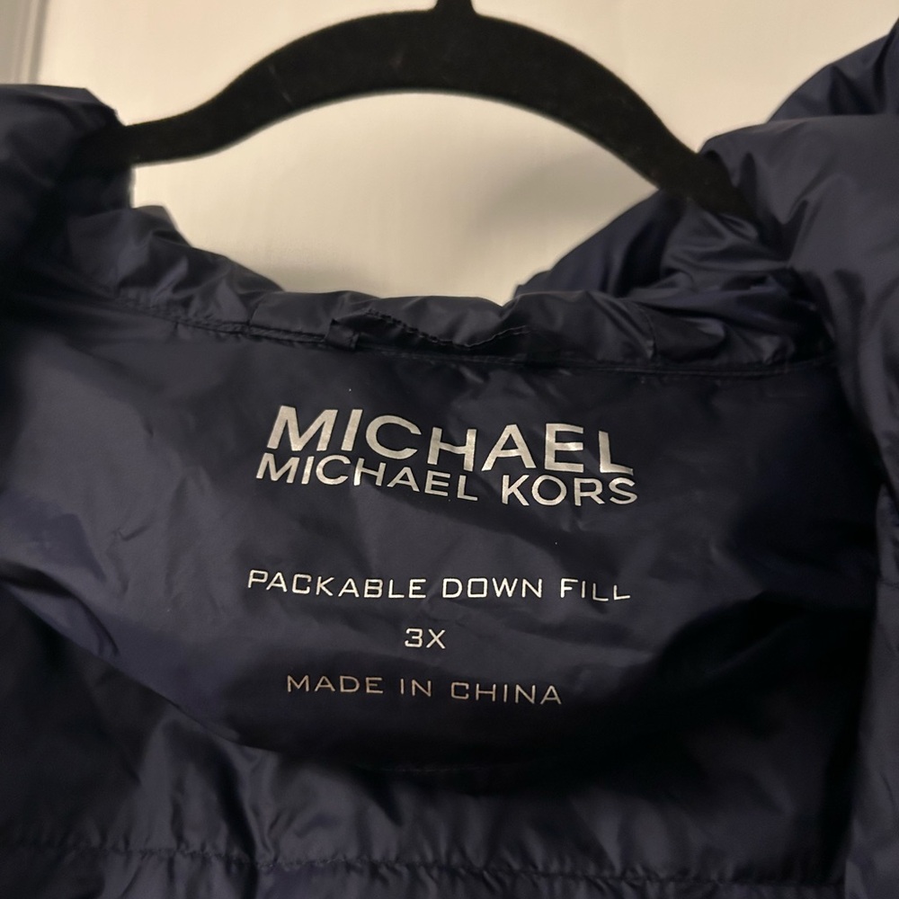 Michael Kors Womens Packable Down Jacket 3X Navy Puffer Quilted Lightweight - Picture 2 of 5